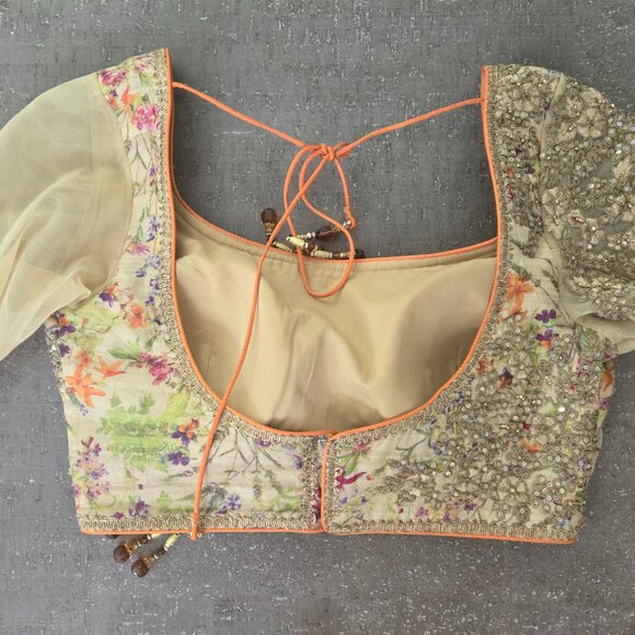 Women's Orange and Green Lengha (Small) - Picture 2 of 9